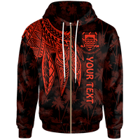 Tuvalu Custom Zip up Hoodie Polynesian Wings (Red) Unisex Red - Polynesian Pride