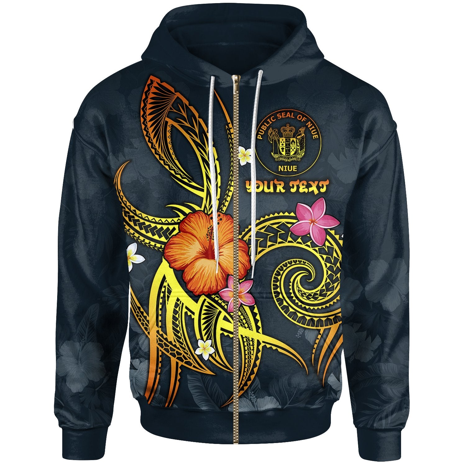 Niue Polynesian Custom Zip up Hoodie Legend of Niue (Blue) Unisex Blue - Polynesian Pride