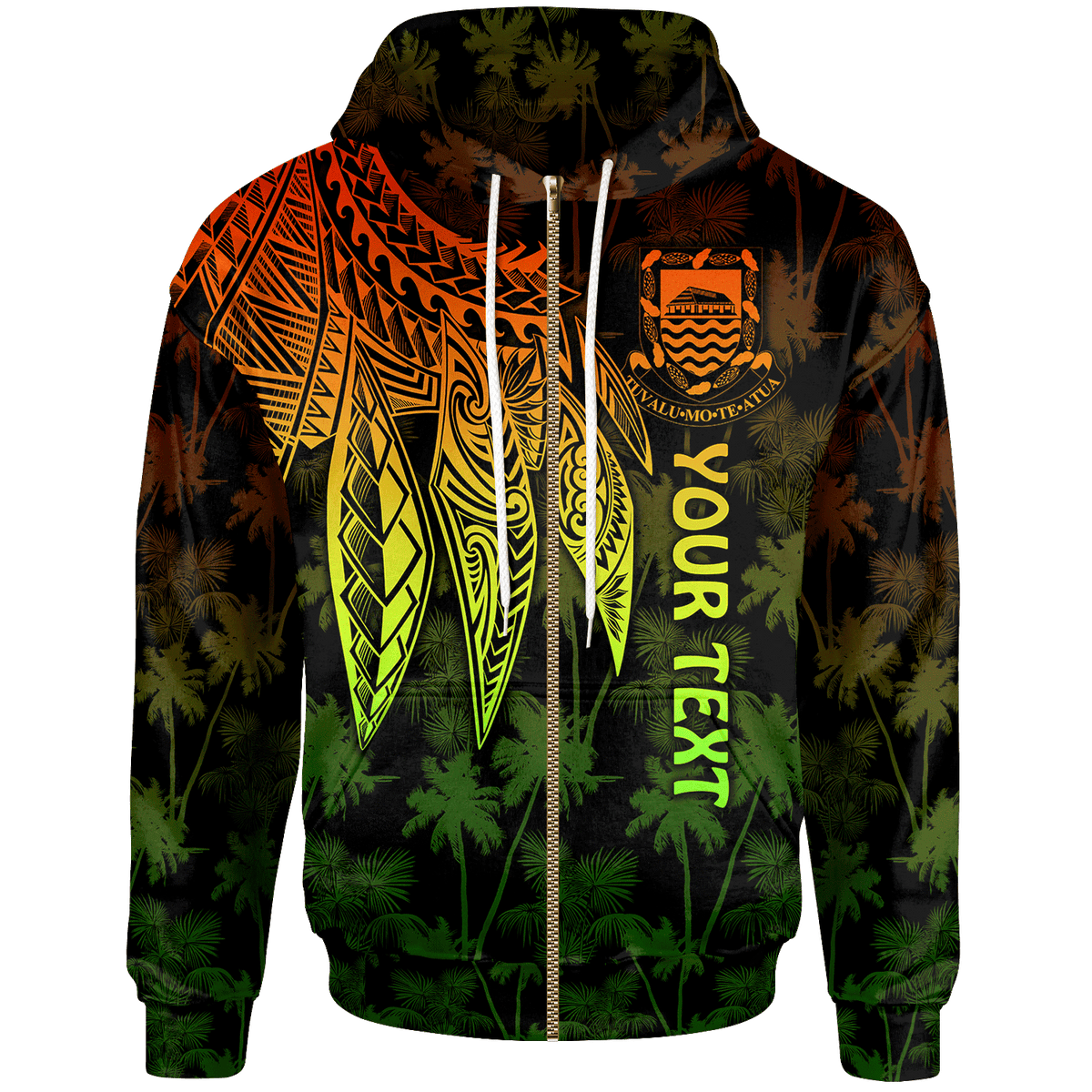 Tuvalu Custom Zip up Hoodie Polynesian Wings (Reggae) Unisex Reggae - Polynesian Pride