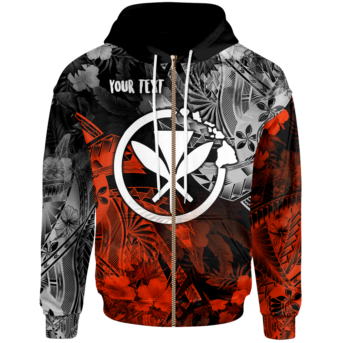 Polynesian Hawaii Kanaka Maoli Custom Zip up Hoodie Vintage Polynesian Style Unisex Red - Polynesian Pride