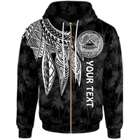 American Samoa Custom Zip up Hoodie Polynesian Wings (White) Unisex White - Polynesian Pride