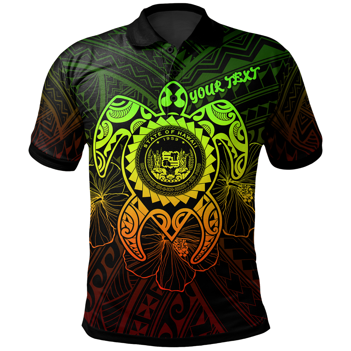 Hawaii Polynesian Custom Polo Shirt Vintage Polynesian Turtle (Reggae) Unisex Reggae - Polynesian Pride