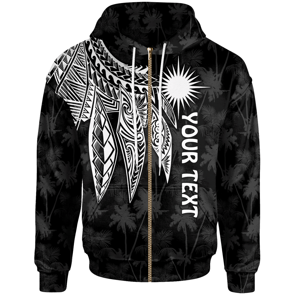 Marshall Islands Custom Zip up Hoodie Polynesian Wings (White) Unisex White - Polynesian Pride