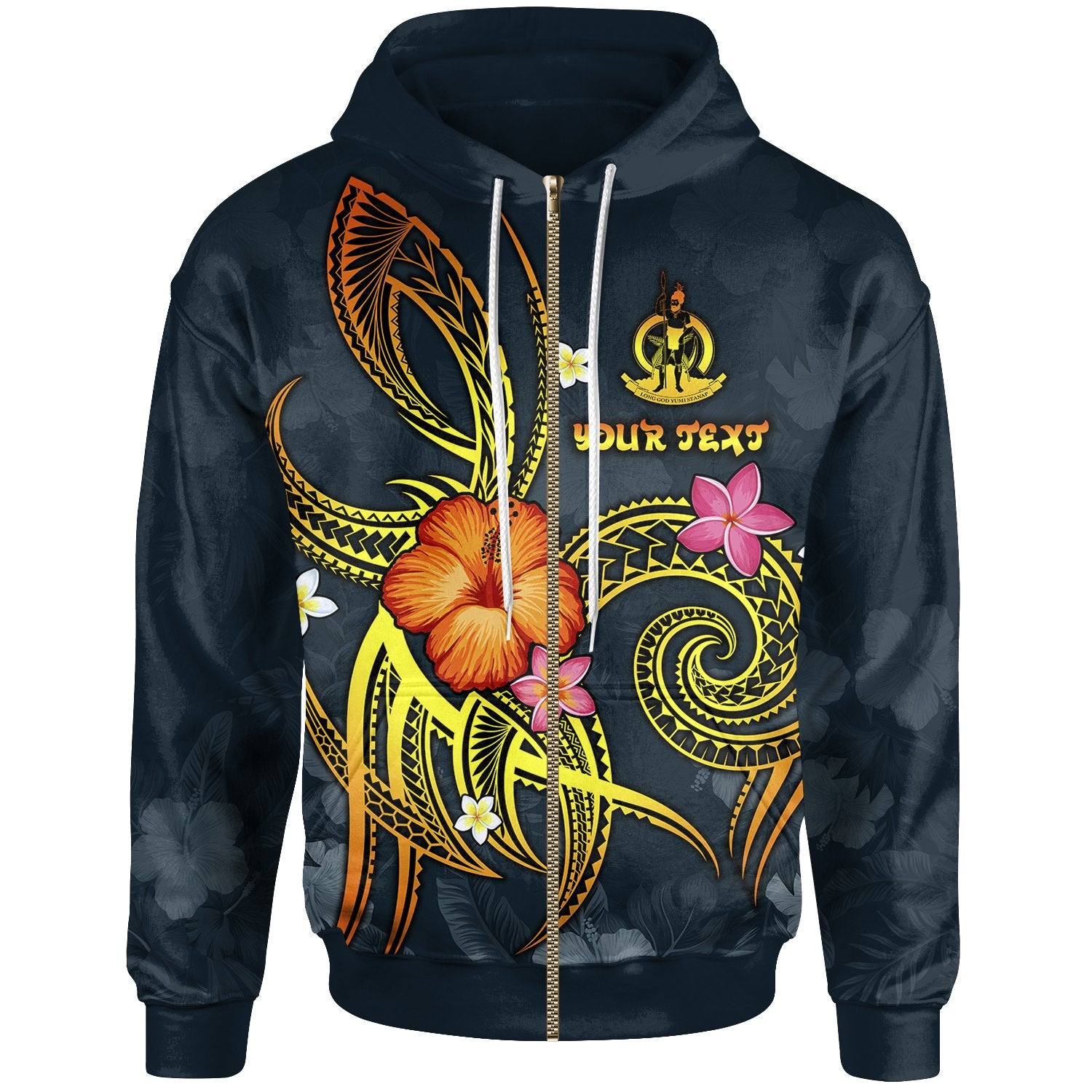 Vanuatu Polynesian Custom Zip up Hoodie Legend of Vanuatu (Blue) Unisex Blue - Polynesian Pride