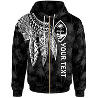Guam Custom Zip up Hoodie Polynesian Wings (White) Unisex White - Polynesian Pride