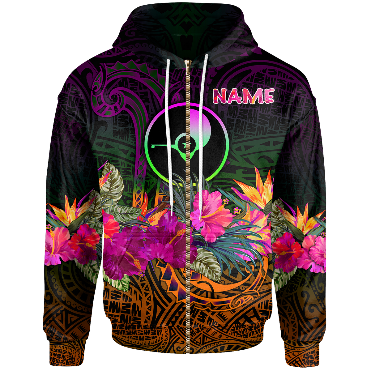 YAP Custom Zip up Hoodie Summer Hibiscus Unisex Reggae - Polynesian Pride