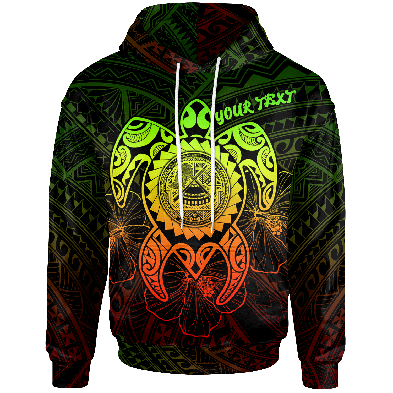 Samoa Polynesian Custom Hoodie Vintage Polynesian Turtle (Reggae) Unisex Reggae - Polynesian Pride