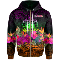 Samoa Custom Zip up Hoodie Summer Hibiscus Unisex Reggae - Polynesian Pride