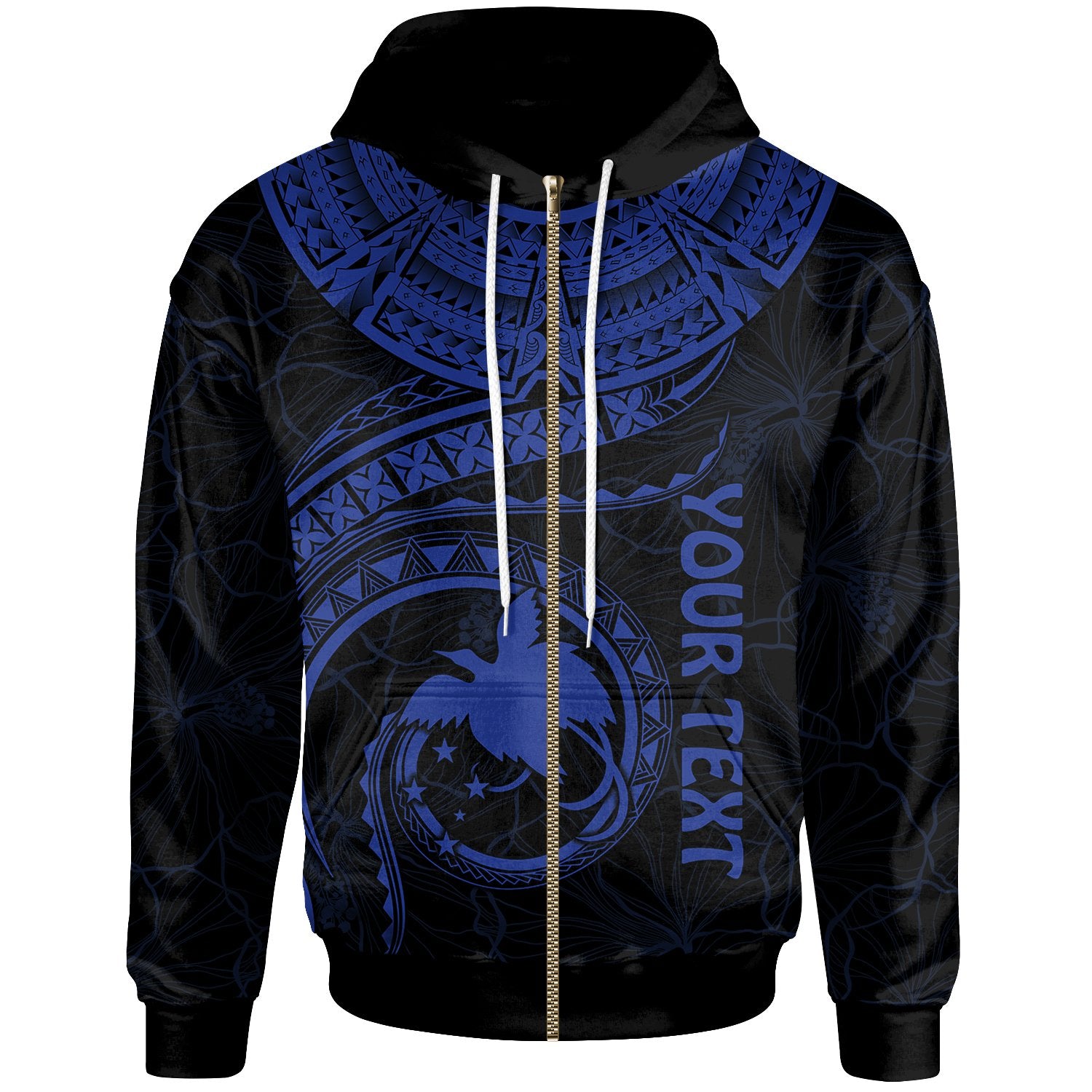 Papua New Guinea Polynesian Custom Zip up Hoodie Papua New Guinea Waves (Blue) Unisex Blue - Polynesian Pride