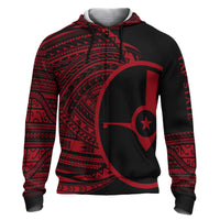Yap Hoodie Micronesia Red Patterns With Coat of Arms Unisex Black - Polynesian Pride