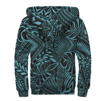Blue Palm Polynesian Sherpa Hoodie - Polynesian Pride