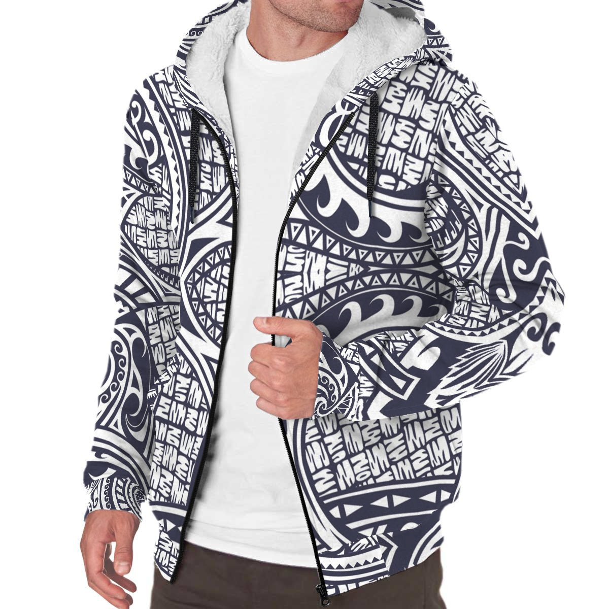 Hawaiian Pattern Sherpa Hoodie - Polynesian Pride