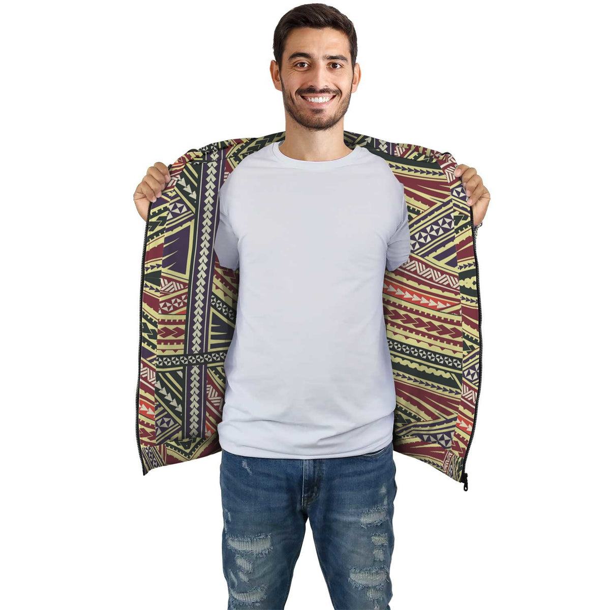 Color Polynesian Inside Print Zip Hoodie - Polynesian Pride