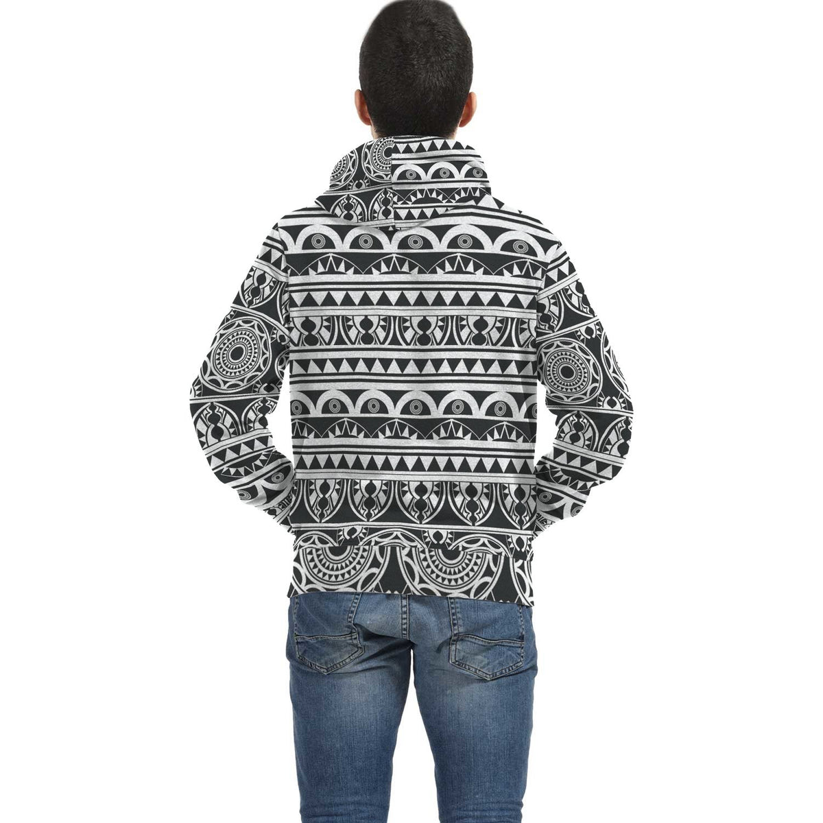Pattern Polynesian Inside Print Zip Hoodie - Polynesian Pride