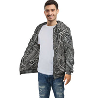 White Palm Polynesian Inside Print Zip Hoodie Unisex Black - Polynesian Pride