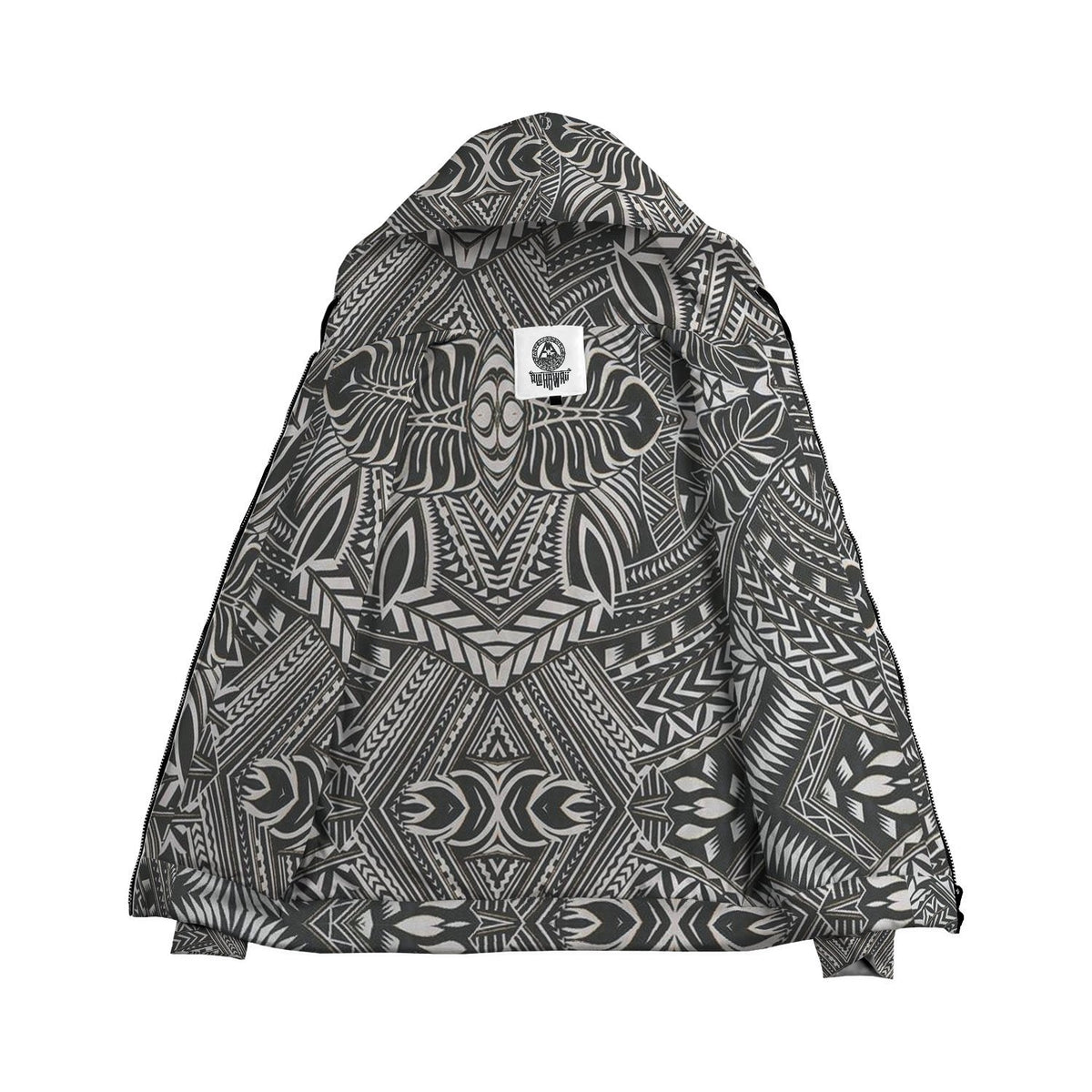 White Palm Polynesian Inside Print Zip Hoodie - Polynesian Pride