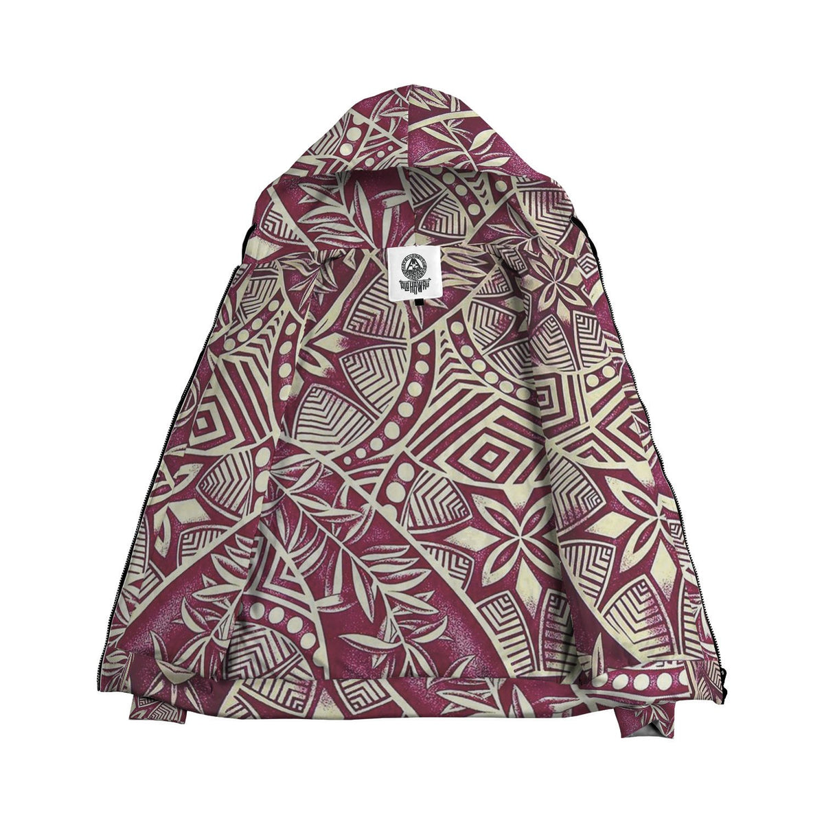 Red Plumeria Polynesian Inside Print Zip Hoodie - Polynesian Pride