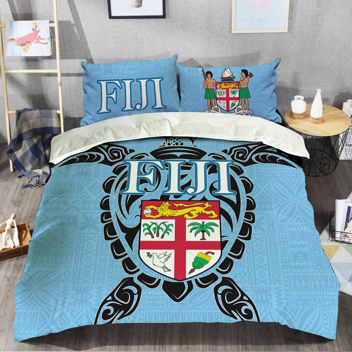 Fiji Bedding Sets - Fijian patterns ver3 Blue - LT20 - Polynesian Pride