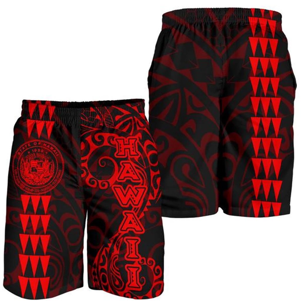 Hawaii Tribal Men's Shorts Red Red - Polynesian Pride