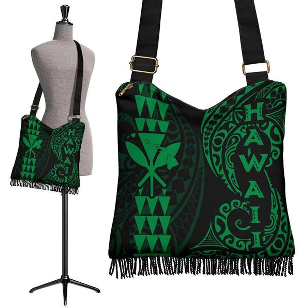 Hawaii Polynesian Crossbody Boho Handbag Green Crossbody Boho Handbag One Size Green - Polynesian Pride