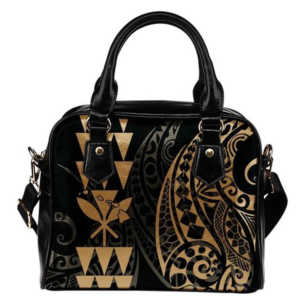 Kanaka Map Gold Polynesian Shoulder Handbag One Size Gold - Polynesian Pride