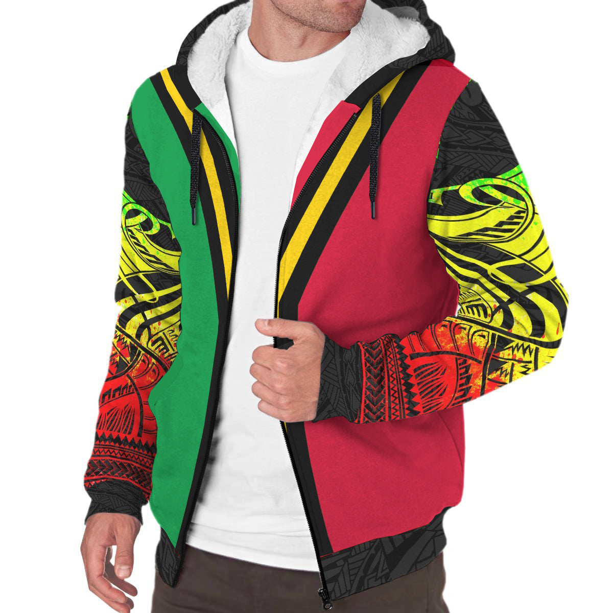 Flag Vanuatu Sherpa Hoodie - Polynesian Chief Reggae Version Reggae - Polynesian Pride