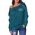 Maori 2021 Off Shoulder Sweater - Turquoise Aotearoa Tattoo LT13 - Polynesian Pride