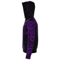 Virgo Zodiac Zip Hoodie Aotearoa Maori Tattoo - Polynesian Pride