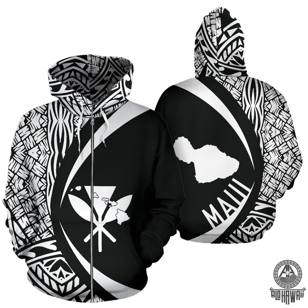 Maui Kanaka Maoli Polynesian Zip up Hoodie Circle Style - Polynesian Pride