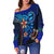 Cook Islands Women's Off Shoulder Sweater - Vintage Tribal Mountain - Polynesian Pride