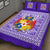 (Custom Personalised) Tonga Pattern Quilt Bed Set Coat of Arms - Purple and White LT4 - Polynesian Pride