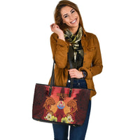 Tahiti Custom Personalised Large Leather Tote - Tribal Tuna Fish - Polynesian Pride