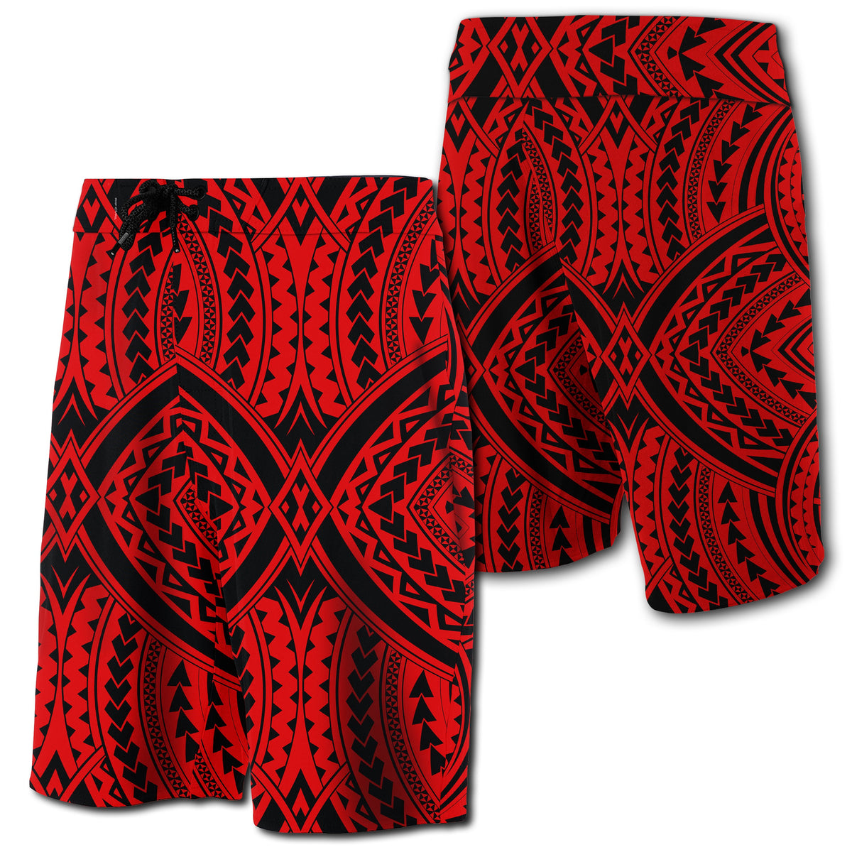 Hawaii Polynesian Tradition Board Shorts Red Men Red - Polynesian Pride