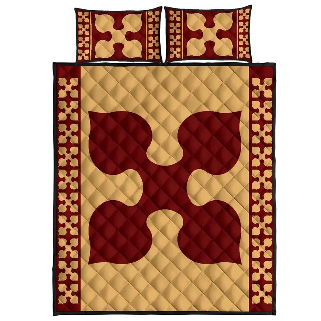 Hawaiian Quilt Pattern Four Palm Tree Quilt Bed Set Gold - Polynesian Pride