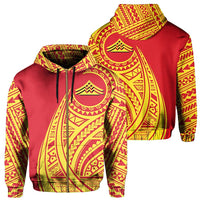 Hawaii Mauna Kea Polynesian Zip up Hoodie Tatoo Style Unisex Red - Polynesian Pride