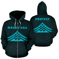 Hawaii Mauna Kea Polynesian Zip up Hoodie Blue Unisex Blue - Polynesian Pride