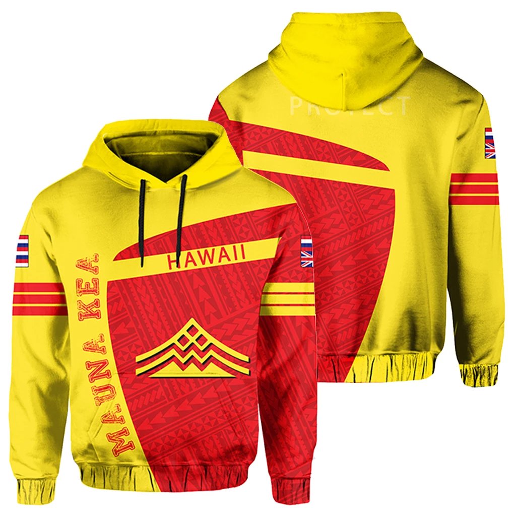 Hawaii Polynesian Mauna Kea Sport Hoodie Premium Style Unisex Yellow - Polynesian Pride