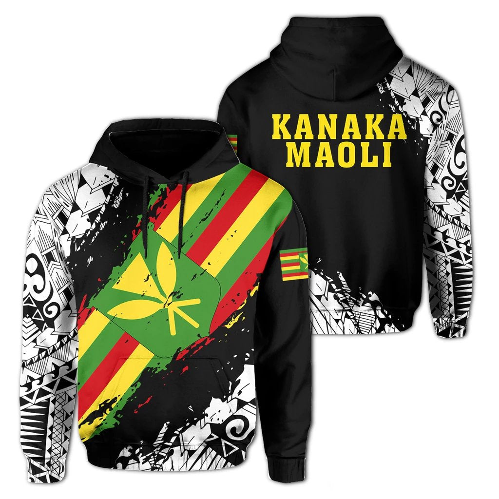 Kanaka Flag Polynesian Hoodie Nora Style Unisex White - Polynesian Pride