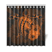 Hawaii Hibiscus Shower Curtain - Harold Turtle - Orange - Polynesian Pride