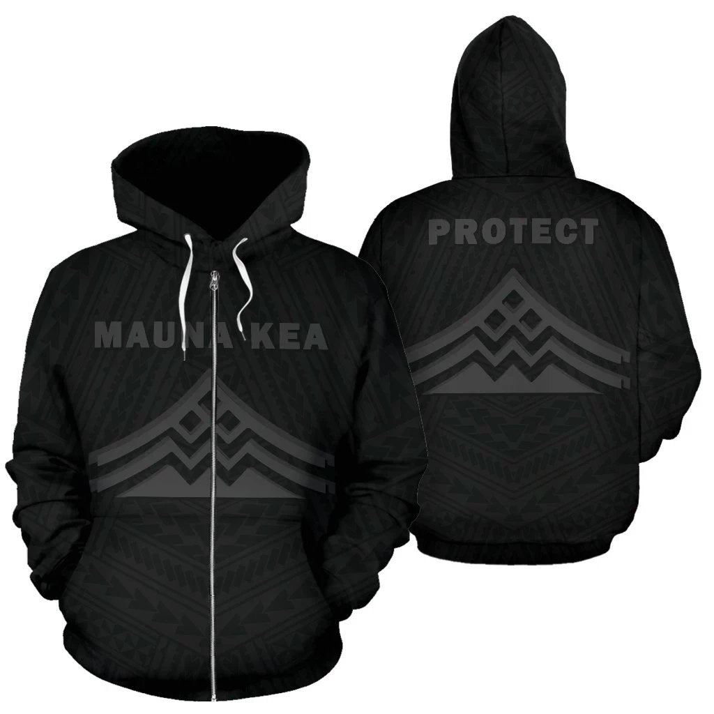 Hawaii Mauna Kea Polynesian Zip up Hoodie Grey Unisex Grey - Polynesian Pride
