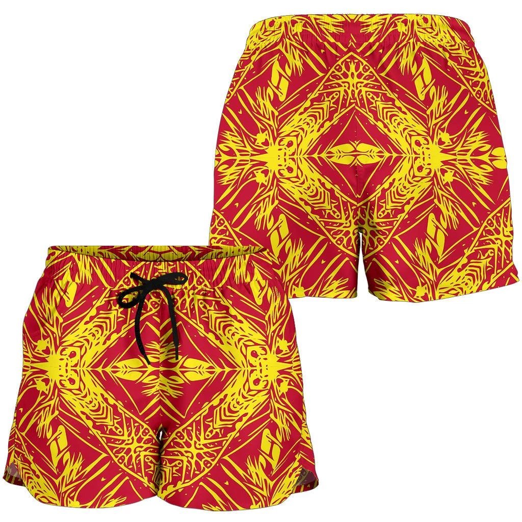 Polynesian Women's Shorts Orange Women White - Polynesian Pride