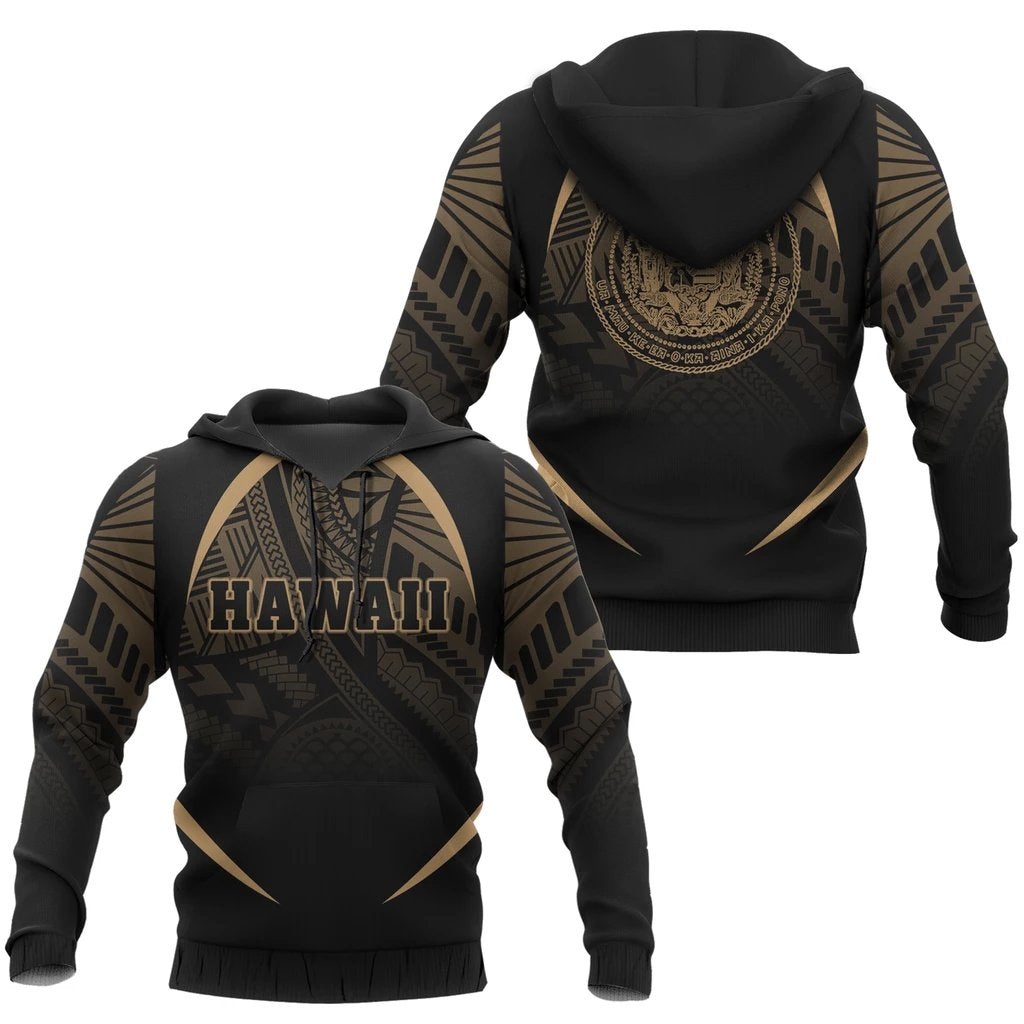 Hawaii Polynesian Hoodie Gold The Face Style Unisex Gold - Polynesian Pride