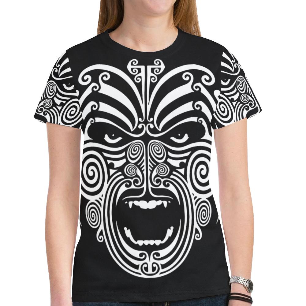 New Zealand Shirt, The Maori Moko Warface Tattoo T Shirt Unisex Black - Polynesian Pride