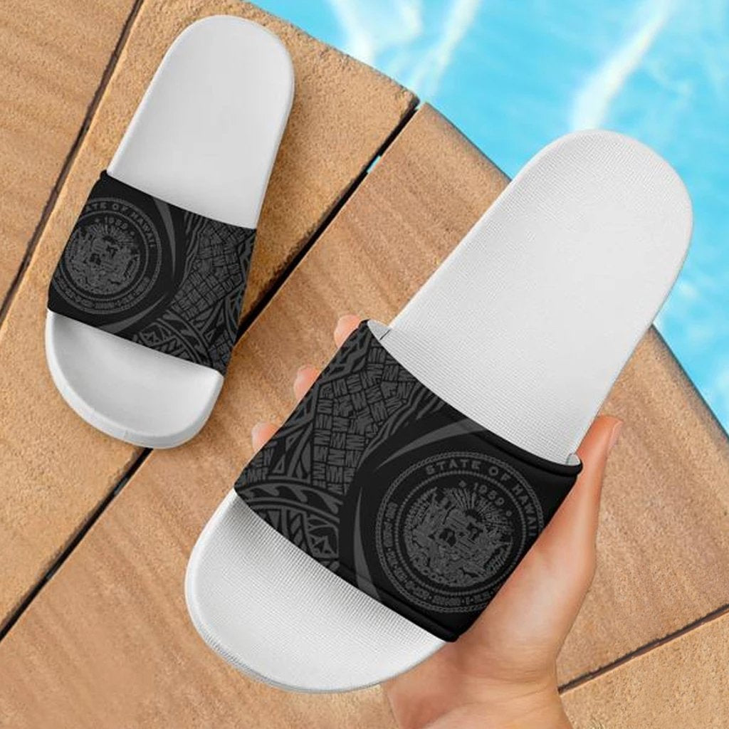 Hawaii Slide Sandals Grey White - Circle Style White - Polynesian Pride