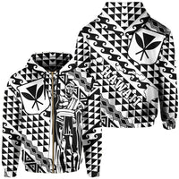 Hawaii Hoodie (Zip) King Kakau Kanaka White Unisex White - Polynesian Pride