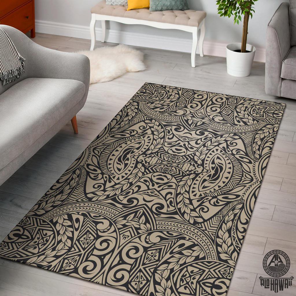 Polynesian Brown Dark Area Rug Black - Polynesian Pride