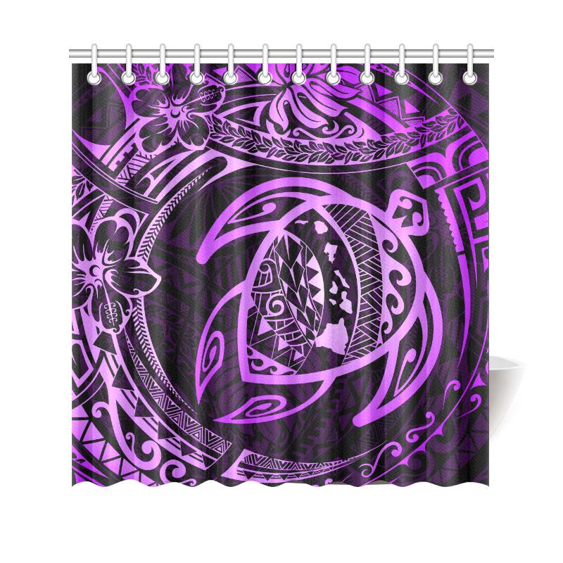 Hawaiian Turtle Polynesian Purple Shower Curtain - Polynesian Pride