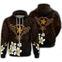 Hawaiian Plumeria Ray Zipper Hoodie Rise Style Unisex Orange - Polynesian Pride