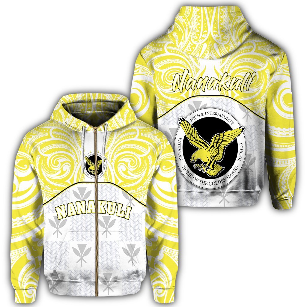 hawaiiZipper Hoodie Kanaka Nanakuli High School Zipper Hoodie Demodern Style Unisex White - Polynesian Pride