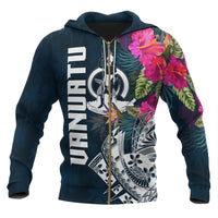 Vanuatu Polynesian Zip up Hoodie Summer Vibes Unisex Blue - Polynesian Pride